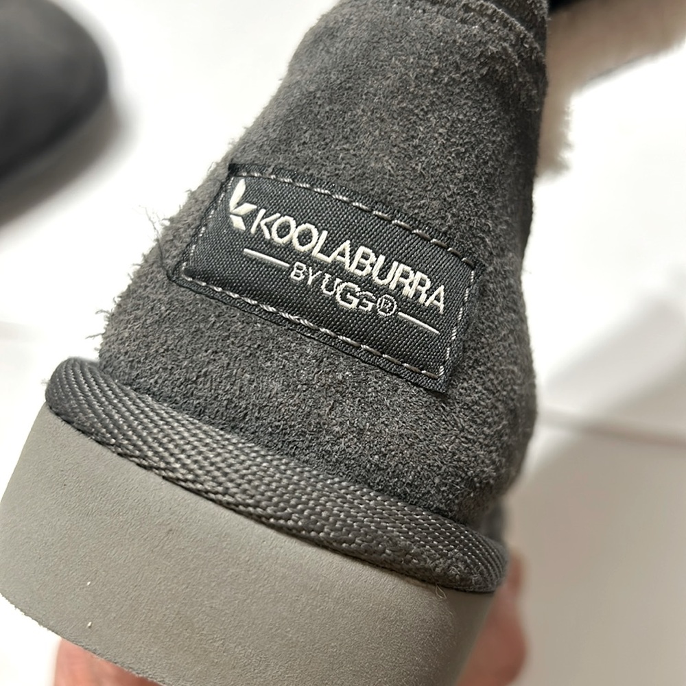 Koolaburra by UGG Tall Gray Suede Shearling Plaid fleece Lining Boots Women 7 - Picture 4 of 12